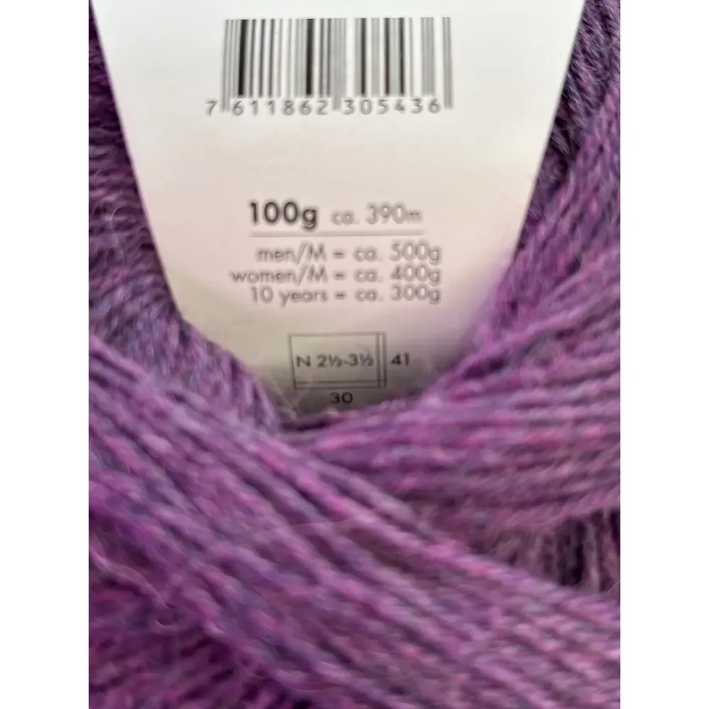 Lang Yarns Alpaca Soxx 4-Ply Fingering Yarn Purple 1062.0147 Lot 297564 Set of 2